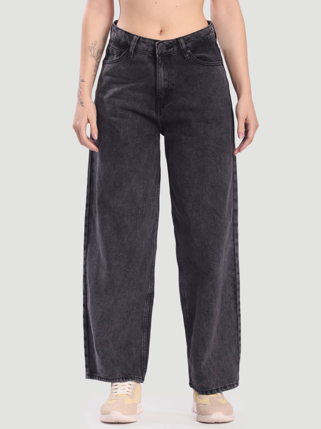     			Bene Kleed Women's Baggy High-Rise Jeans ( Charcoal )