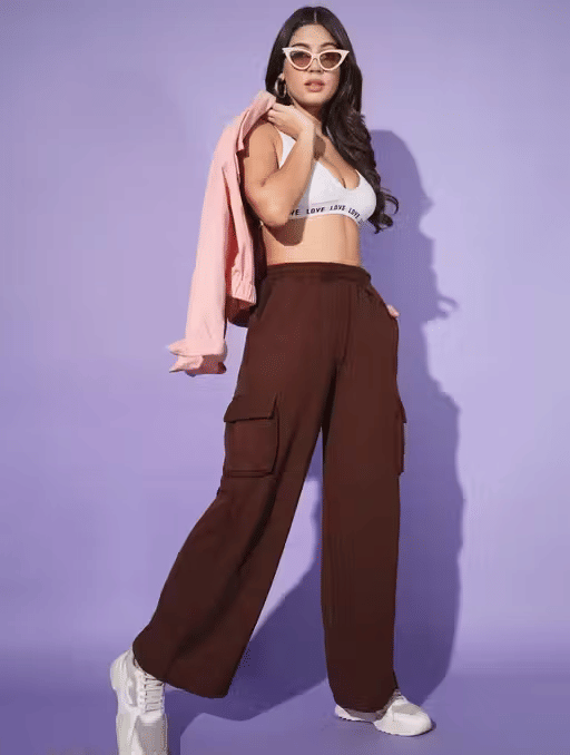     			Generic Mahi creation Pack of 1 Polyester Women Straight Pant ( Brown )