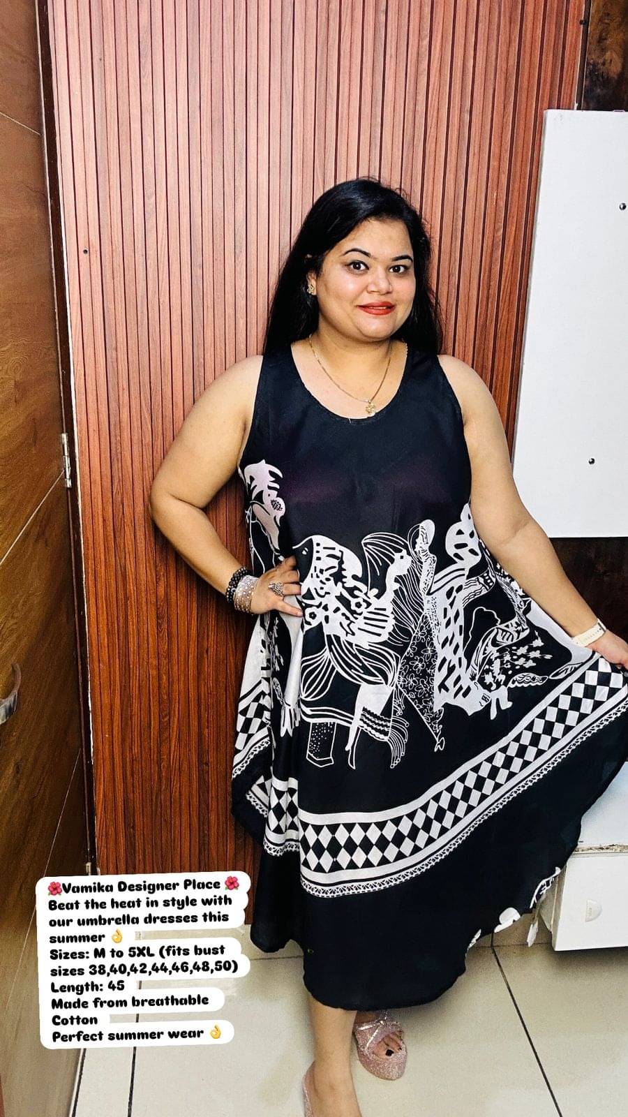     			Generic Priyanka Enterprises Women Rayon Printed A-line Dress ( Black )