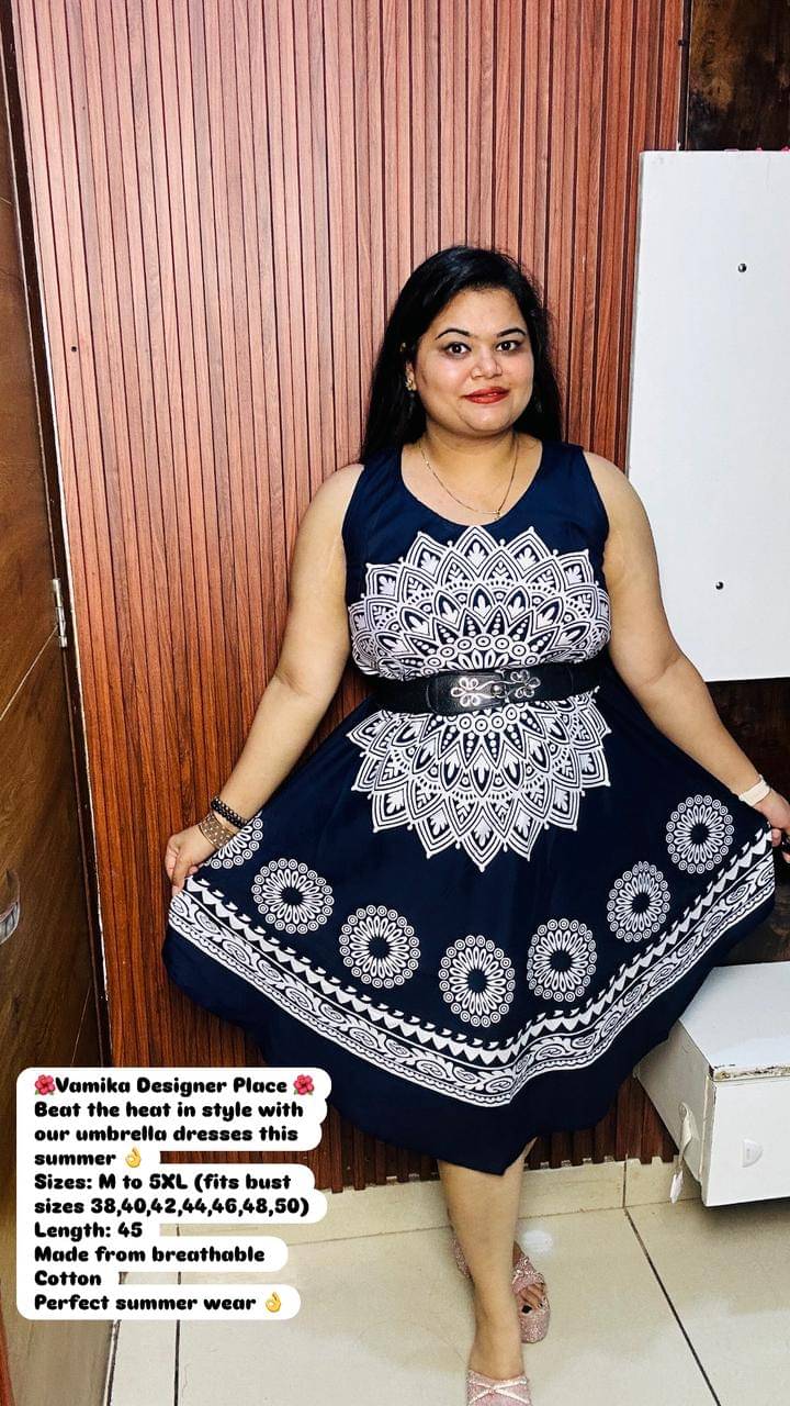     			Generic Priyanka Enterprises Women Rayon Printed A-line Dress ( Navy )