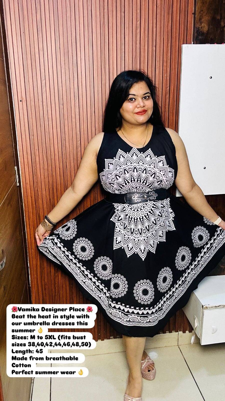 Generic Women Rayon Printed A-line Dress ( Black ) Generic Women Rayon Printed A-line Dress ( Black )