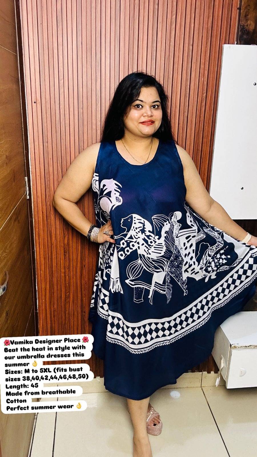     			Generic Priyanka Enterprises Women Rayon Printed A-line Dress ( Navy )
