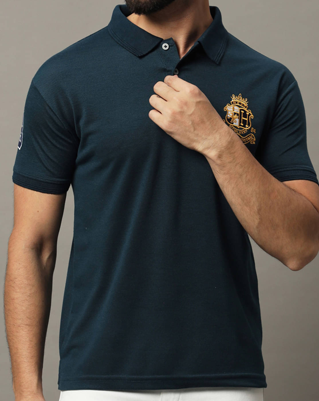     			Hushbucks Men Polyester Regular Fit Solid Polo T Shirt ( Dark Green )