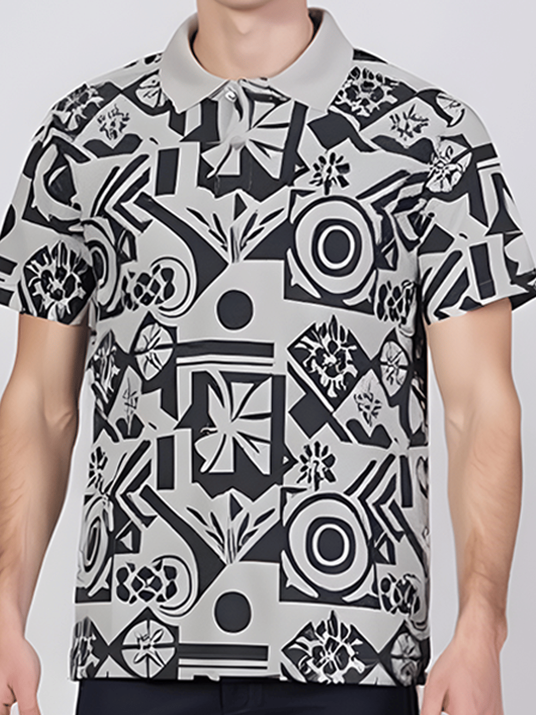     			Hushbucks Men Polyester Regular Fit Printed Polo T Shirt ( Grey )