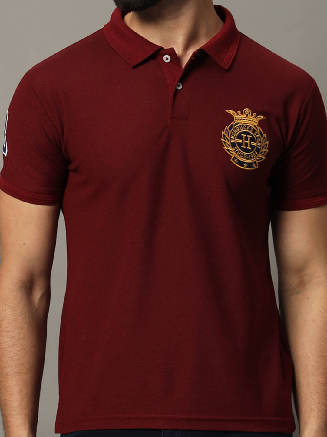Hushbucks Men Polyester Regular Fit Solid Polo T Shirt ( Maroon ) Hushbucks Men Polyester Regular Fit Solid Polo T Shirt ( Maroon )