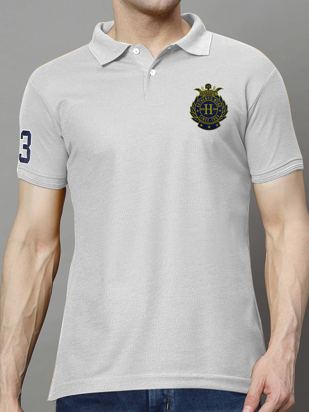     			Hushbucks Men Polyester Regular Fit Solid Polo T Shirt ( Grey )