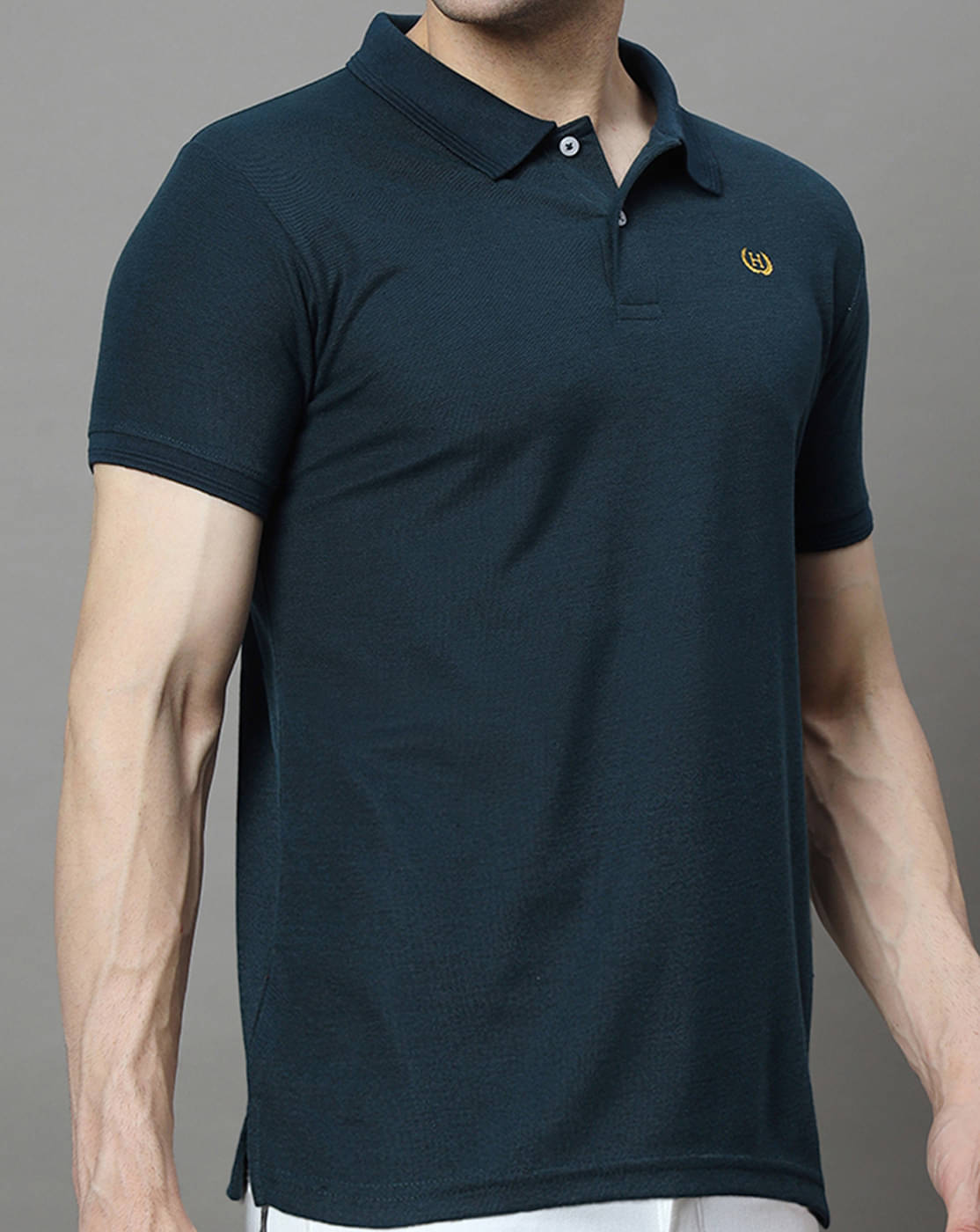     			Hushbucks Men Polyester Regular Fit Solid Polo T Shirt ( Dark Green )
