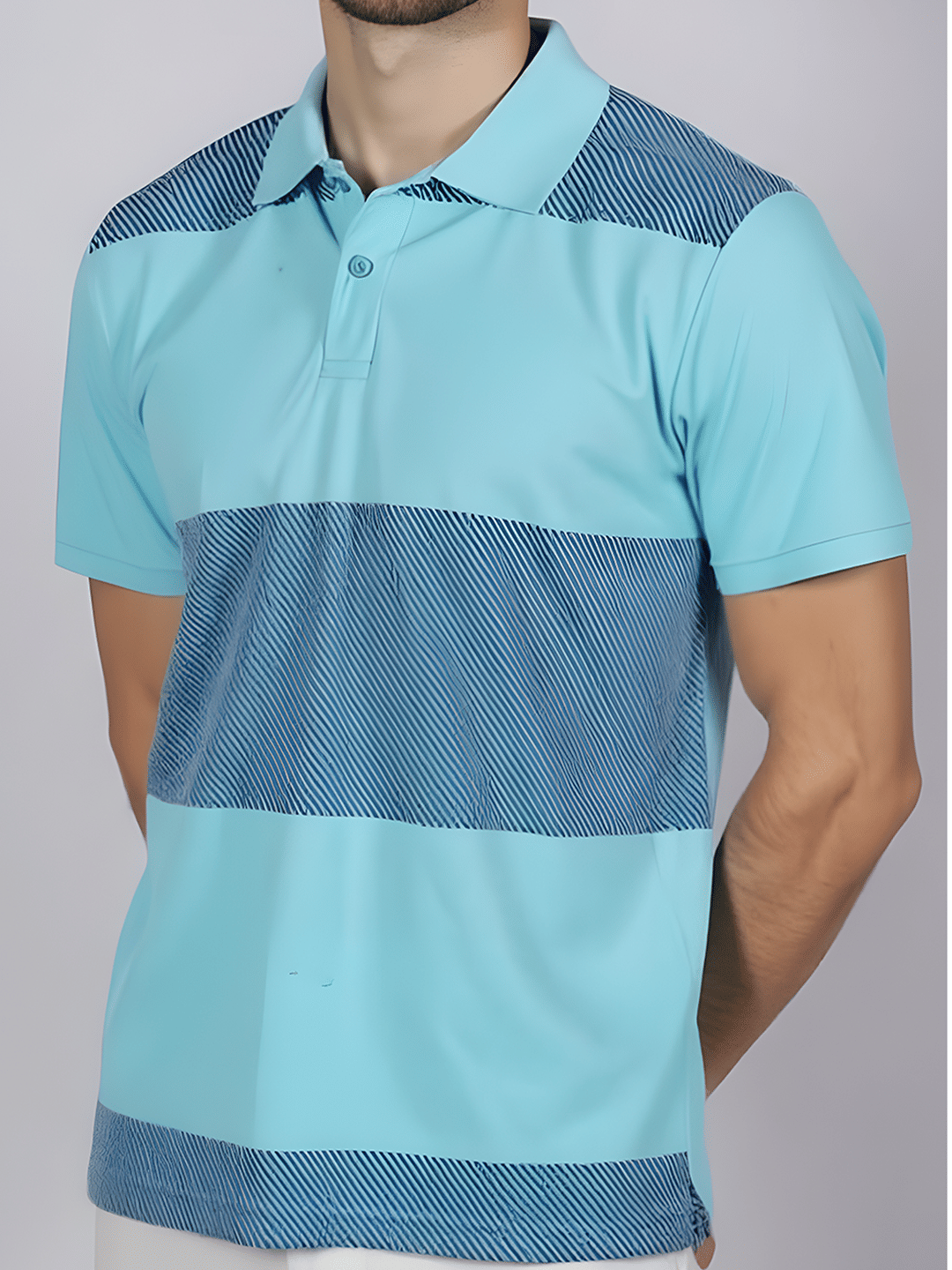     			Hushbucks Men Polyester Regular Fit Printed Polo T Shirt ( Aqua )