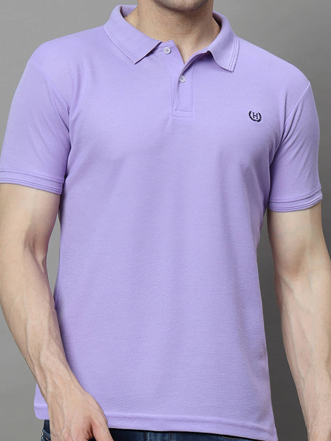Hushbucks Men Polyester Regular Fit Solid Polo T Shirt ( Lavender )     			Hushbucks Men Polyester Regular Fit Solid Polo T Shirt ( Lavender )