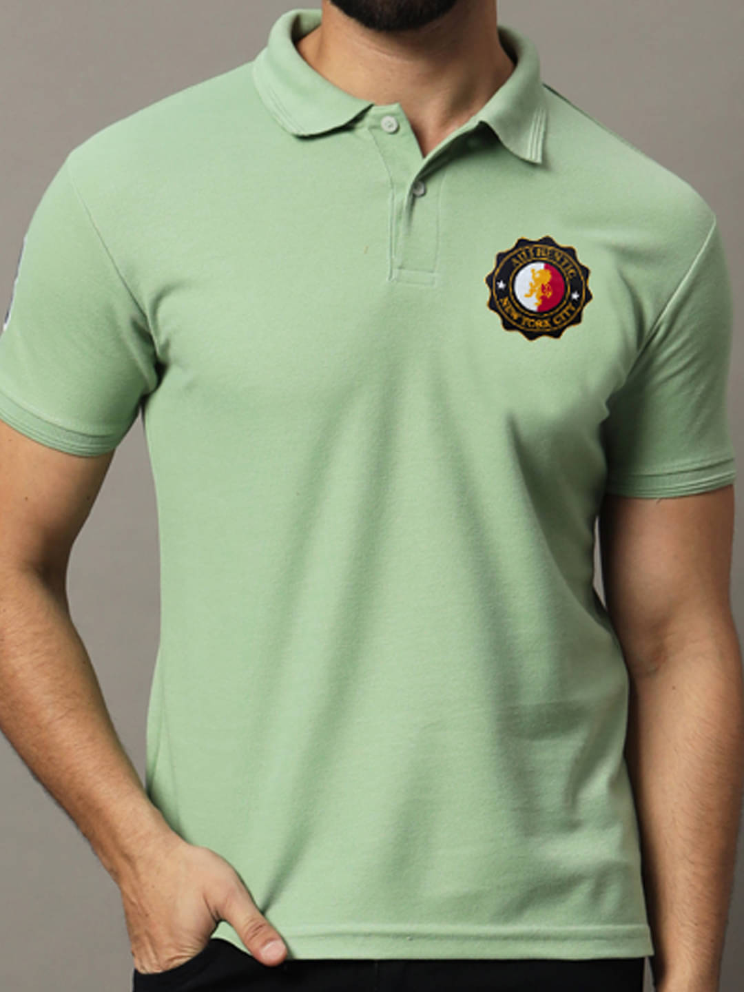     			Hushbucks Men Polyester Regular Fit Printed Polo T Shirt ( Sea Green )