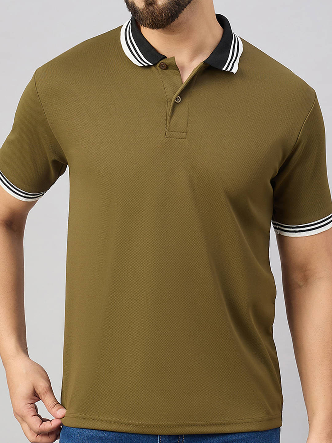 Hushbucks Men Polyester Regular Fit Solid Polo T Shirt ( Olive ) Hushbucks Men Polyester Regular Fit Solid Polo T Shirt ( Olive )