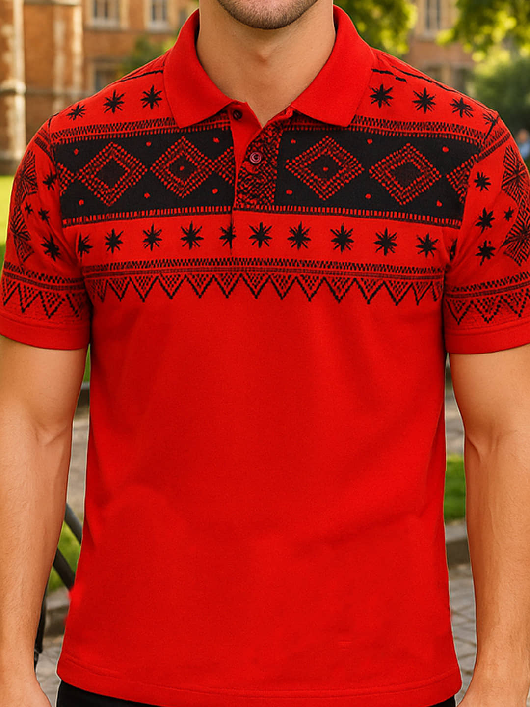 Hushbucks Men Polyester Regular Fit Printed Polo T Shirt ( Dark Green )