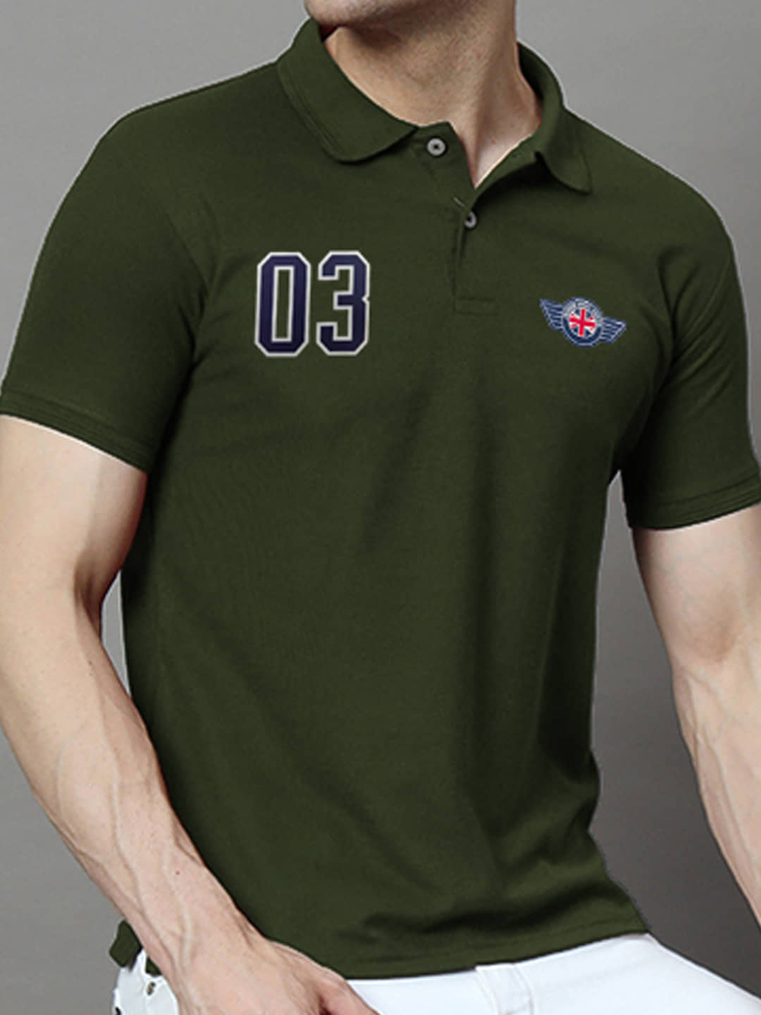 Hushbucks Men Polyester Regular Fit Printed Polo T Shirt ( Olive )