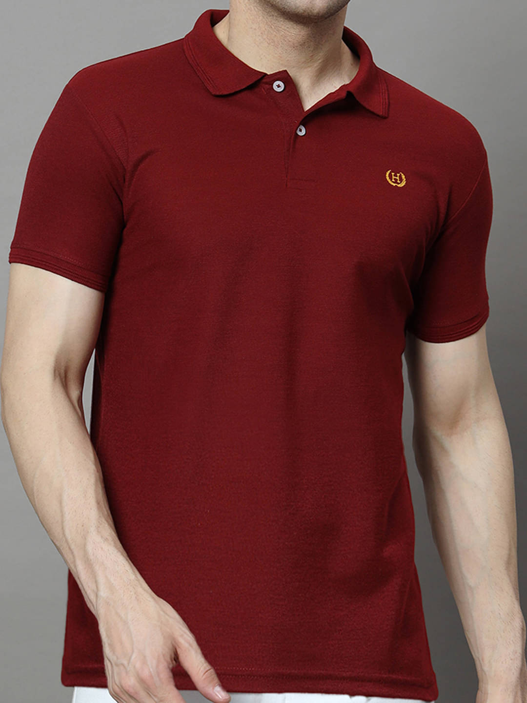 Hushbucks Men Polyester Regular Fit Solid Polo T Shirt ( Maroon ) Hushbucks Men Polyester Regular Fit Solid Polo T Shirt ( Maroon )