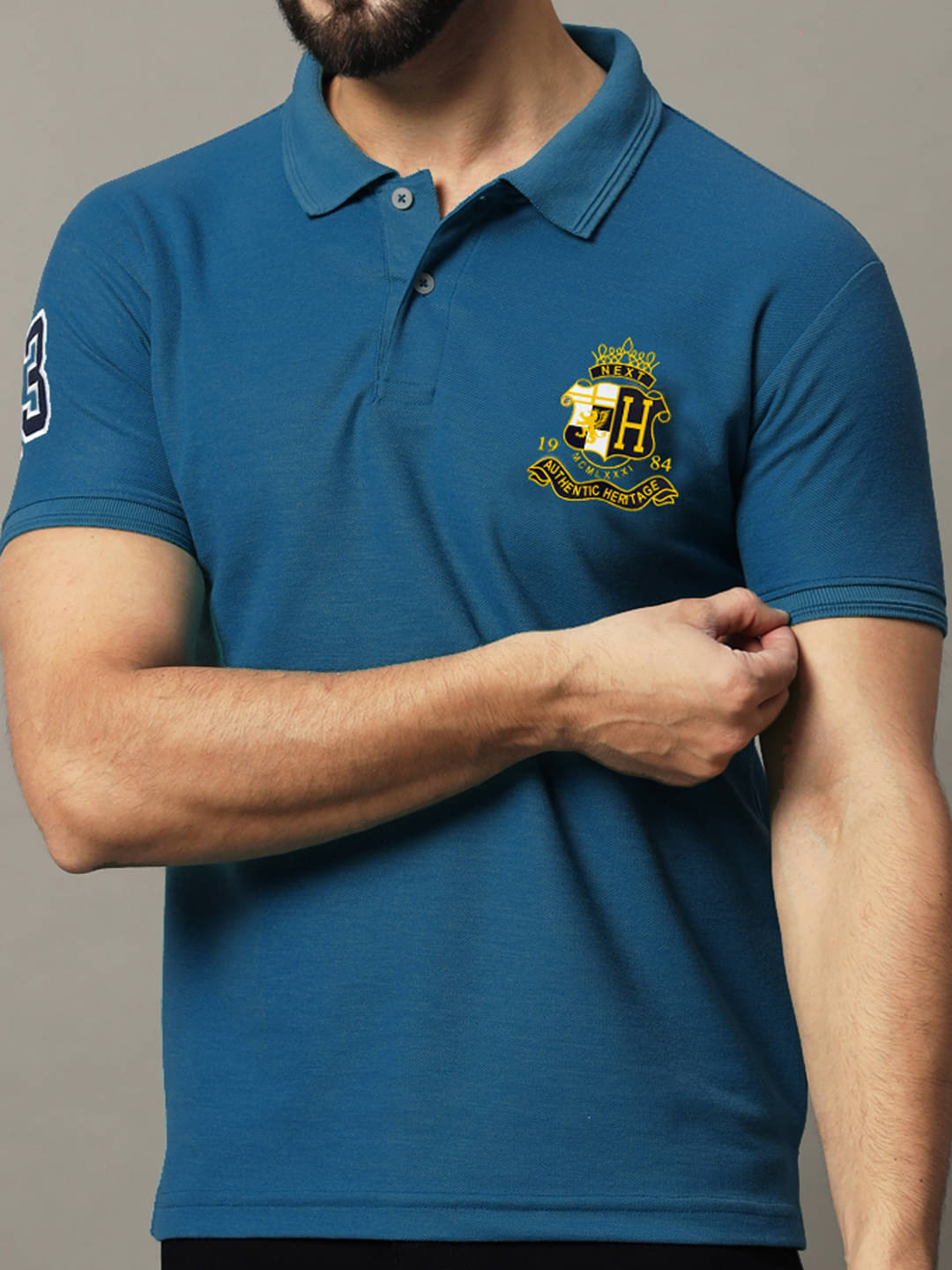    			Hushbucks Men Polyester Regular Fit Solid Polo T Shirt ( Teal Blue )