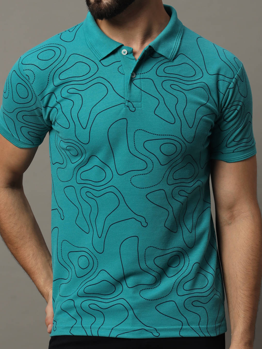     			Hushbucks Men Polyester Regular Fit Printed Polo T Shirt ( Green )