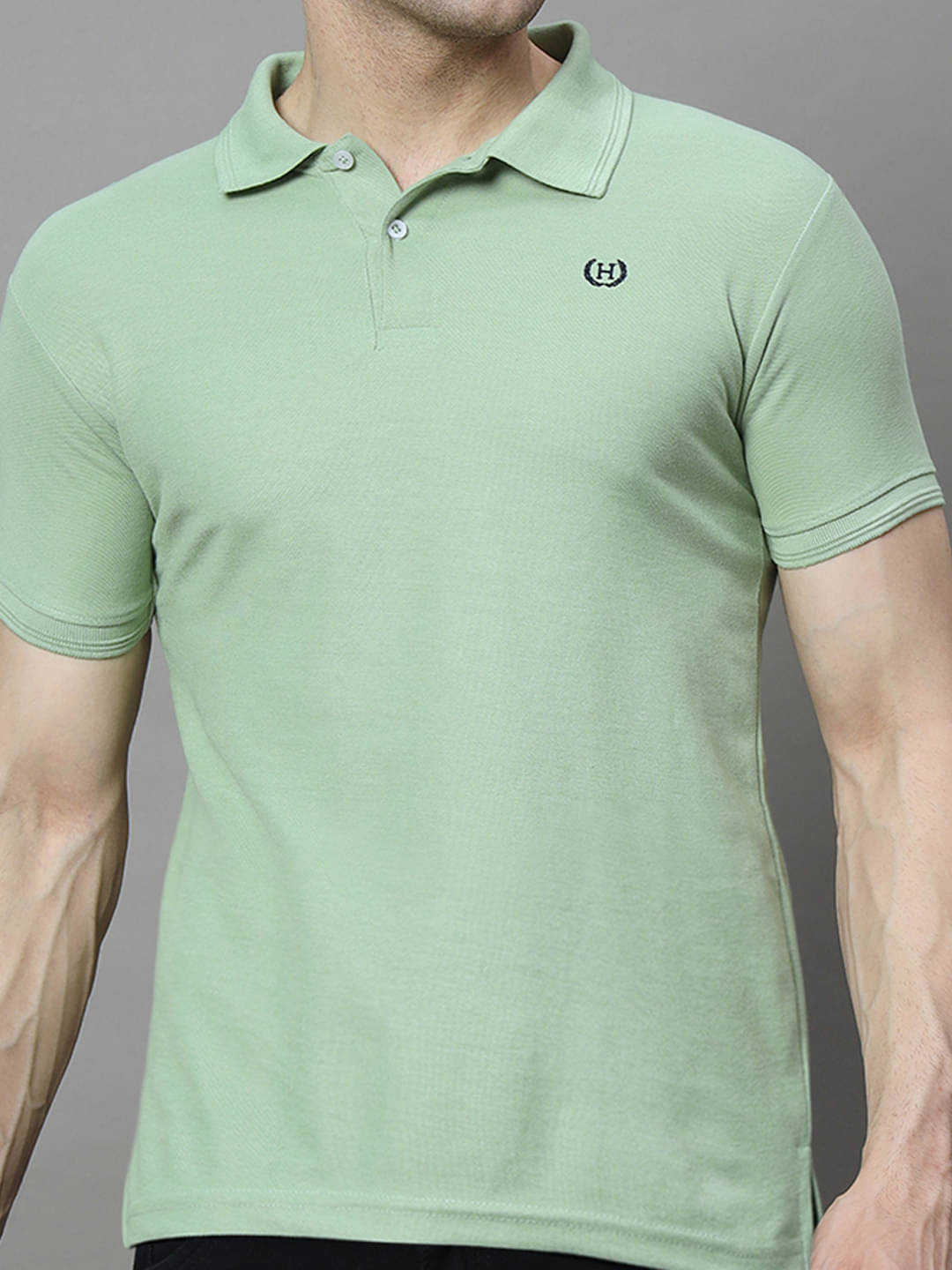     			Hushbucks Men Polyester Regular Fit Solid Polo T Shirt ( Sea Green )