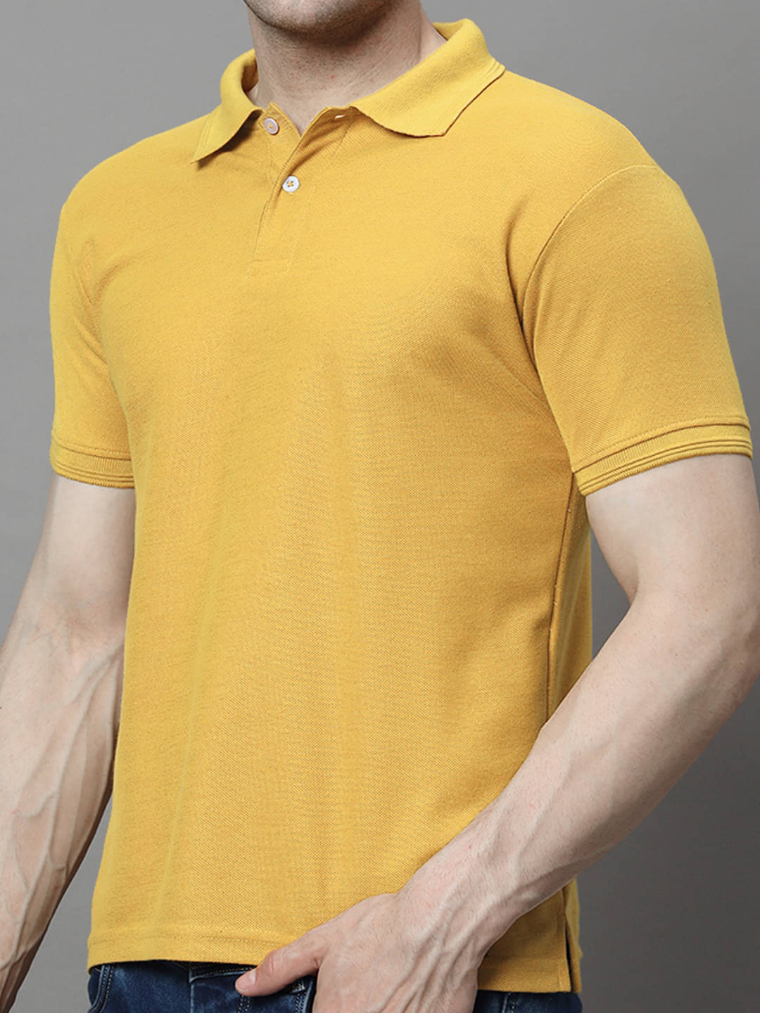     			Hushbucks Men Polyester Regular Fit Solid Polo T Shirt ( Yellow )