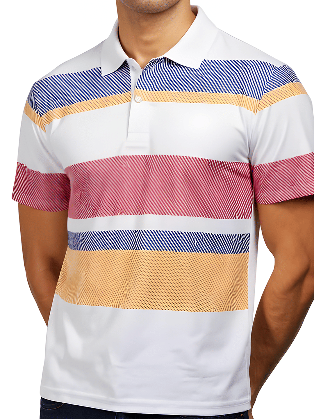 Hushbucks Men Polyester Regular Fit Printed Polo T Shirt ( White ) Hushbucks Men Polyester Regular Fit Printed Polo T Shirt ( White )