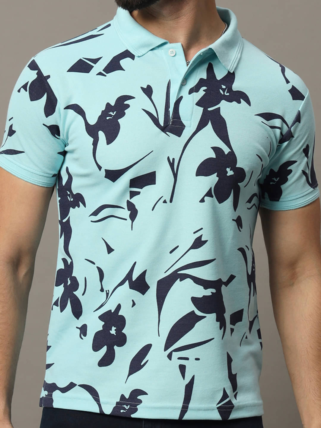 Hushbucks Men Polyester Regular Fit Printed Polo T Shirt ( Aqua )     			Hushbucks Men Polyester Regular Fit Printed Polo T Shirt ( Aqua )