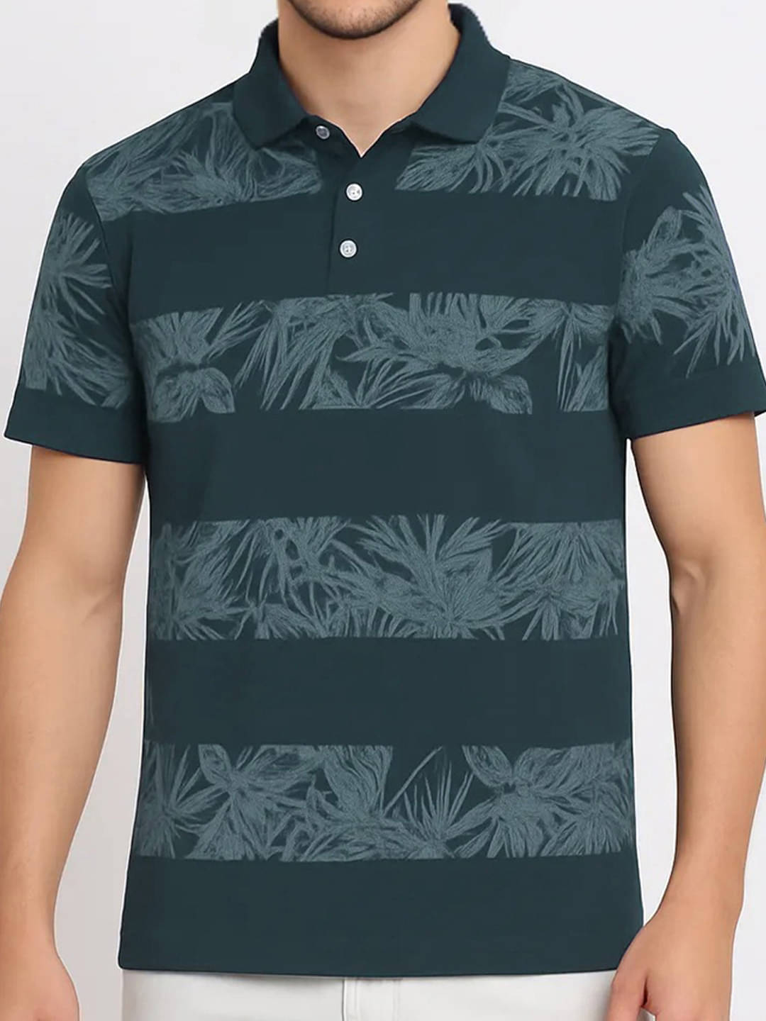 Hushbucks Men Polyester Regular Fit Printed Polo T Shirt ( Dark Green )     			Hushbucks Men Polyester Regular Fit Printed Polo T Shirt ( Dark Green )