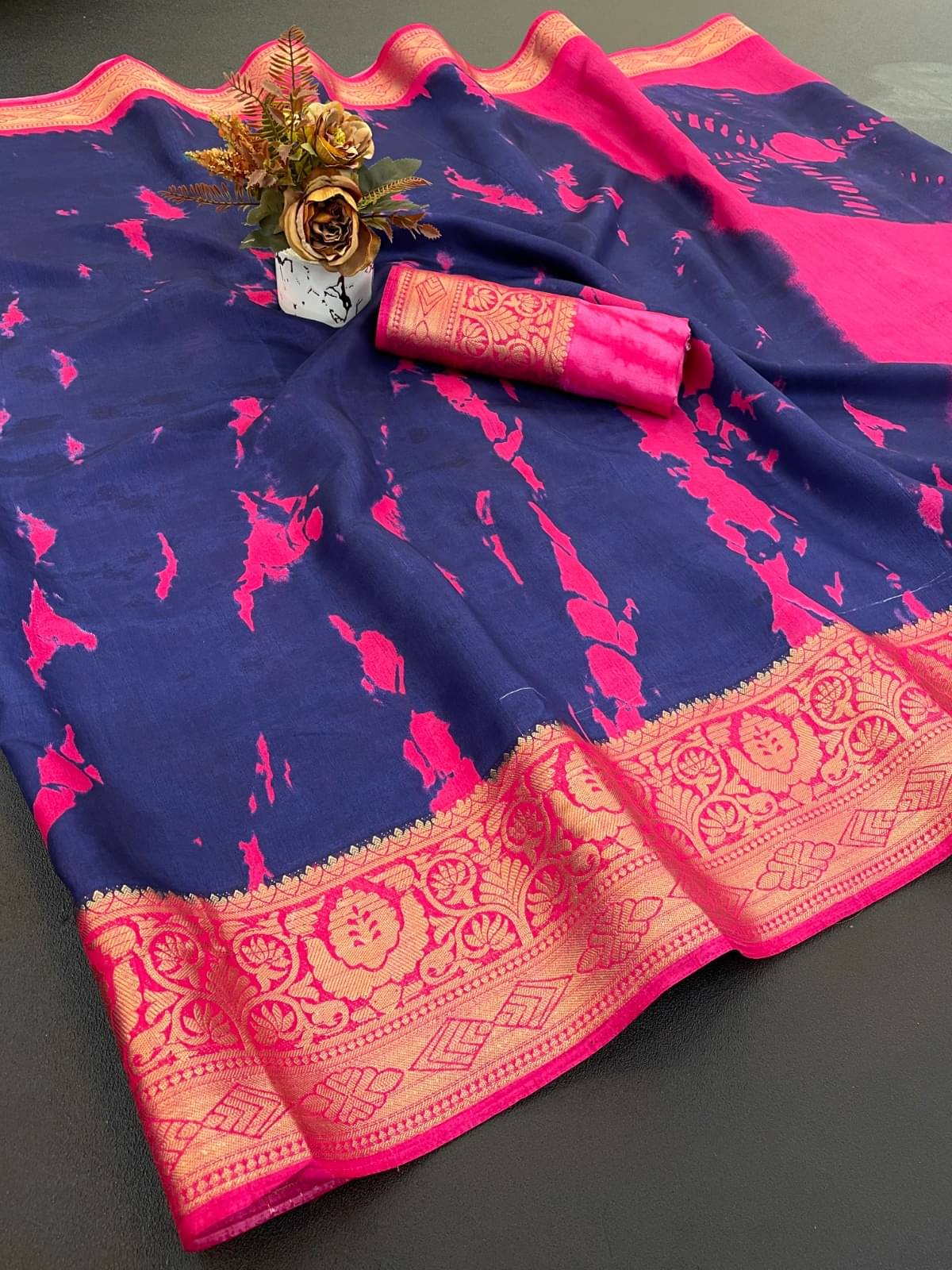     			INDIAN SILKS Viscose Printed Regular Saree With Unstitched Blouse Piece ( Blue )