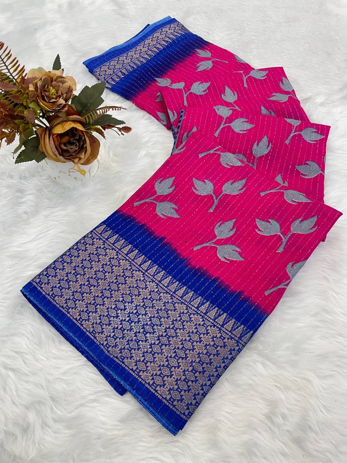     			INDIAN SILKS Viscose Printed Regular Saree With Unstitched Blouse Piece ( Pink )