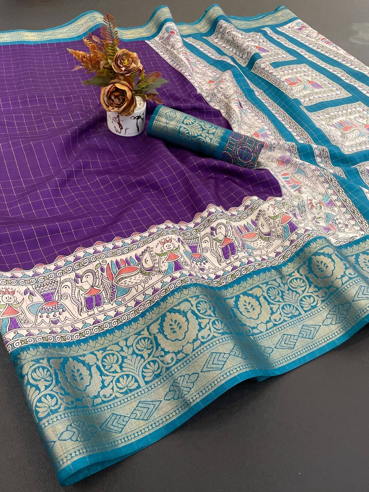 INDIAN SILKS Viscose Printed Regular Saree With Unstitched Blouse Piece ( Purple ) INDIAN SILKS Viscose Printed Regular Saree With Unstitched Blouse Piece ( Purple )