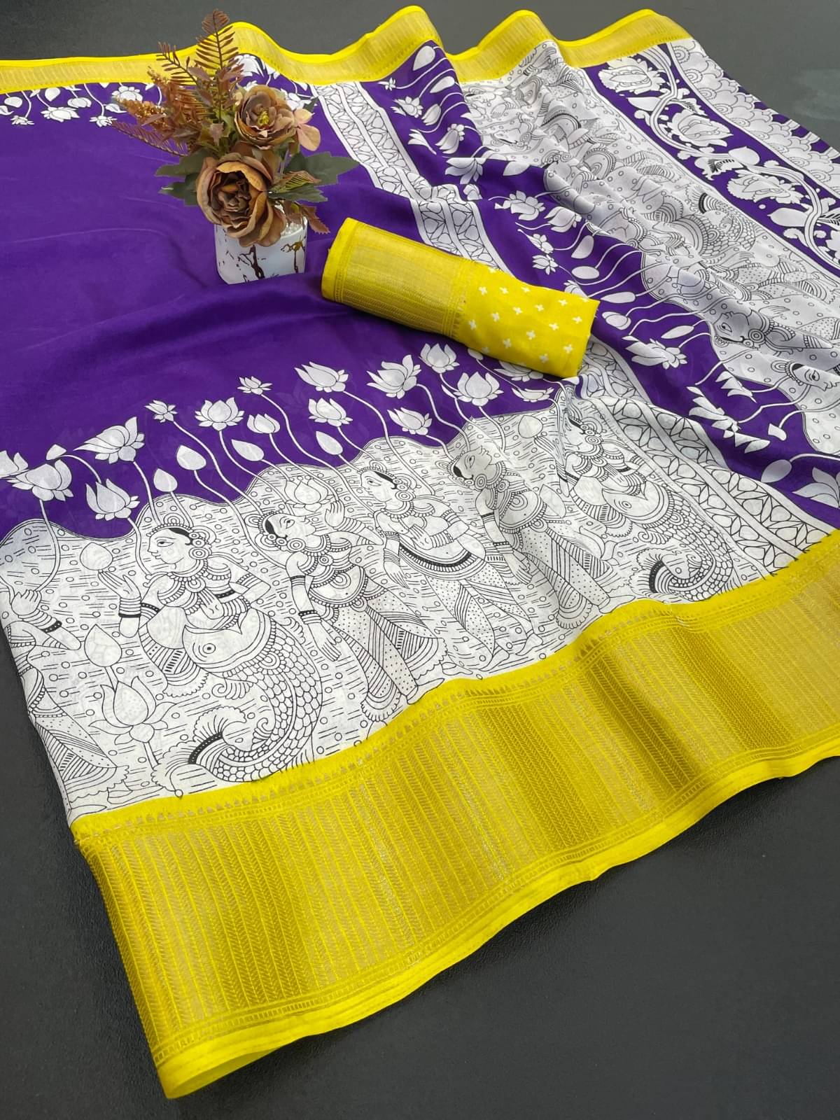     			INDIAN SILKS Viscose Woven Regular Saree With Unstitched Blouse Piece ( Purple )