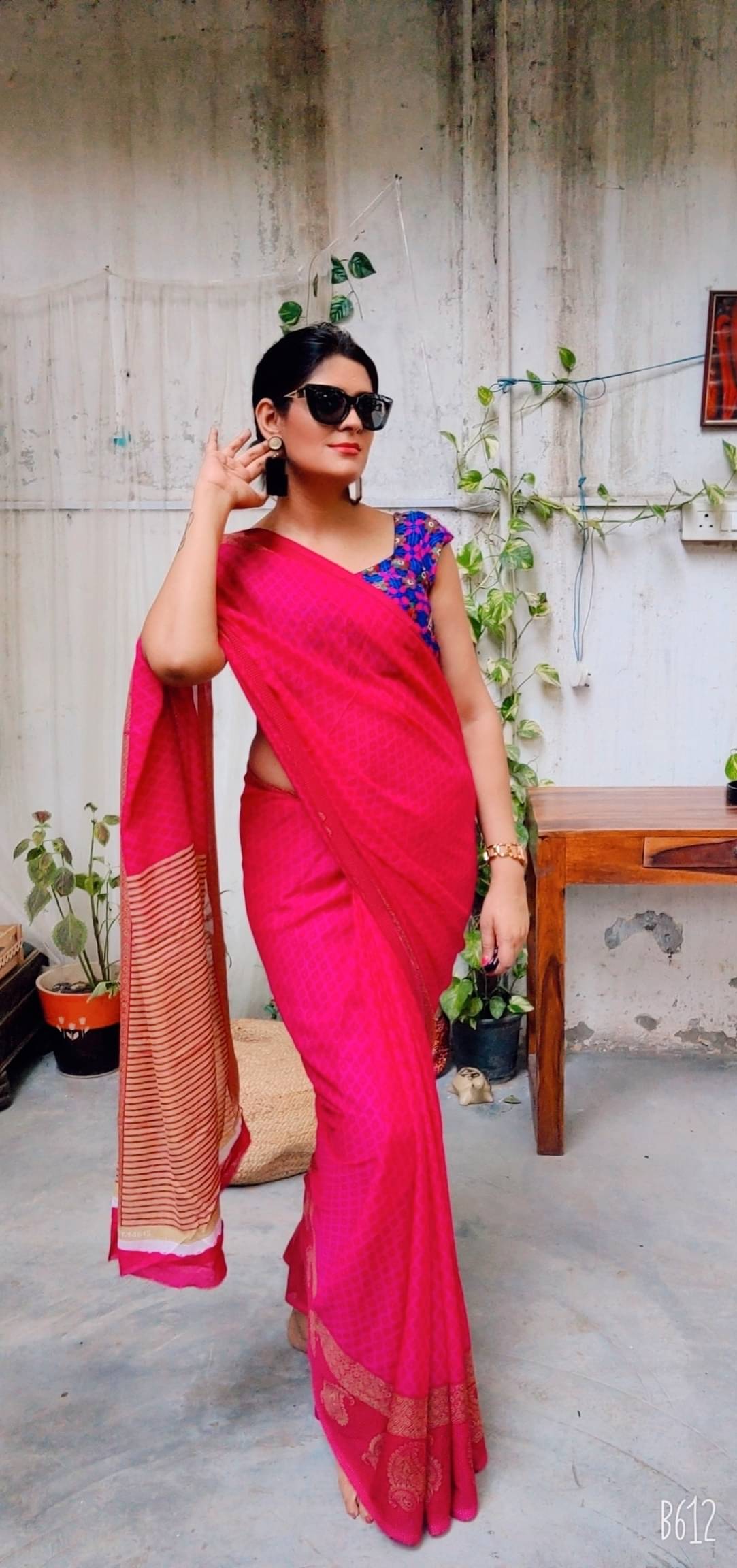 Kashvi Sarees Georgette Printed Ilkal Saree With Unstitched Blouse Piece ( PINK )     			Kashvi Sarees Georgette Printed Ilkal Saree With Unstitched Blouse Piece ( PINK )