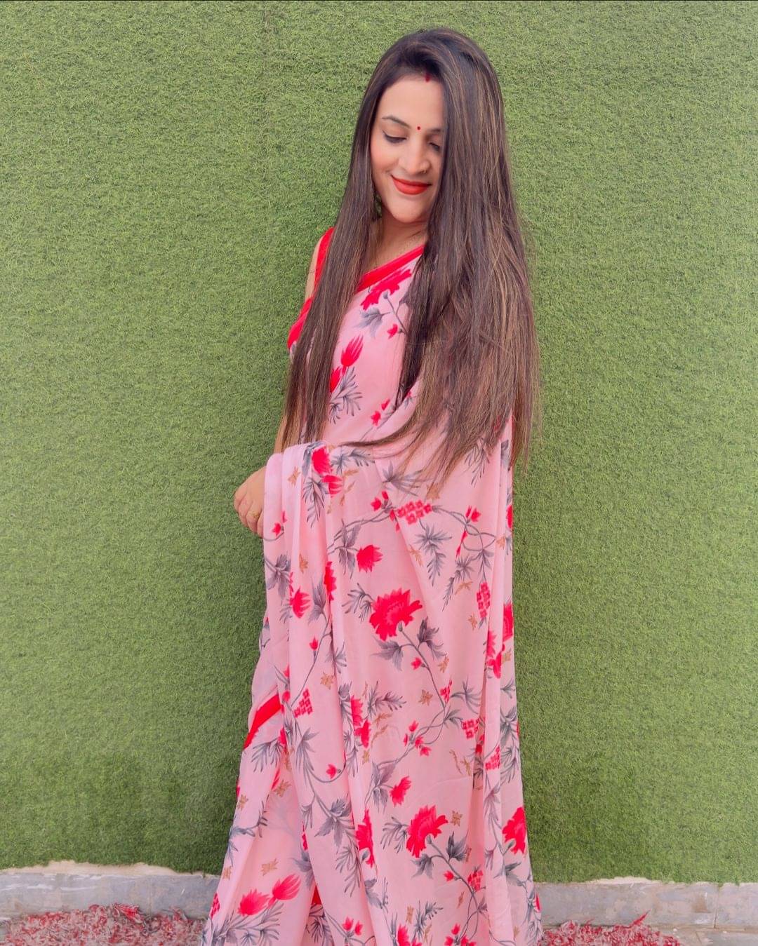     			Kashvi Sarees Georgette Printed Ilkal Saree With Unstitched Blouse Piece ( PEACH )