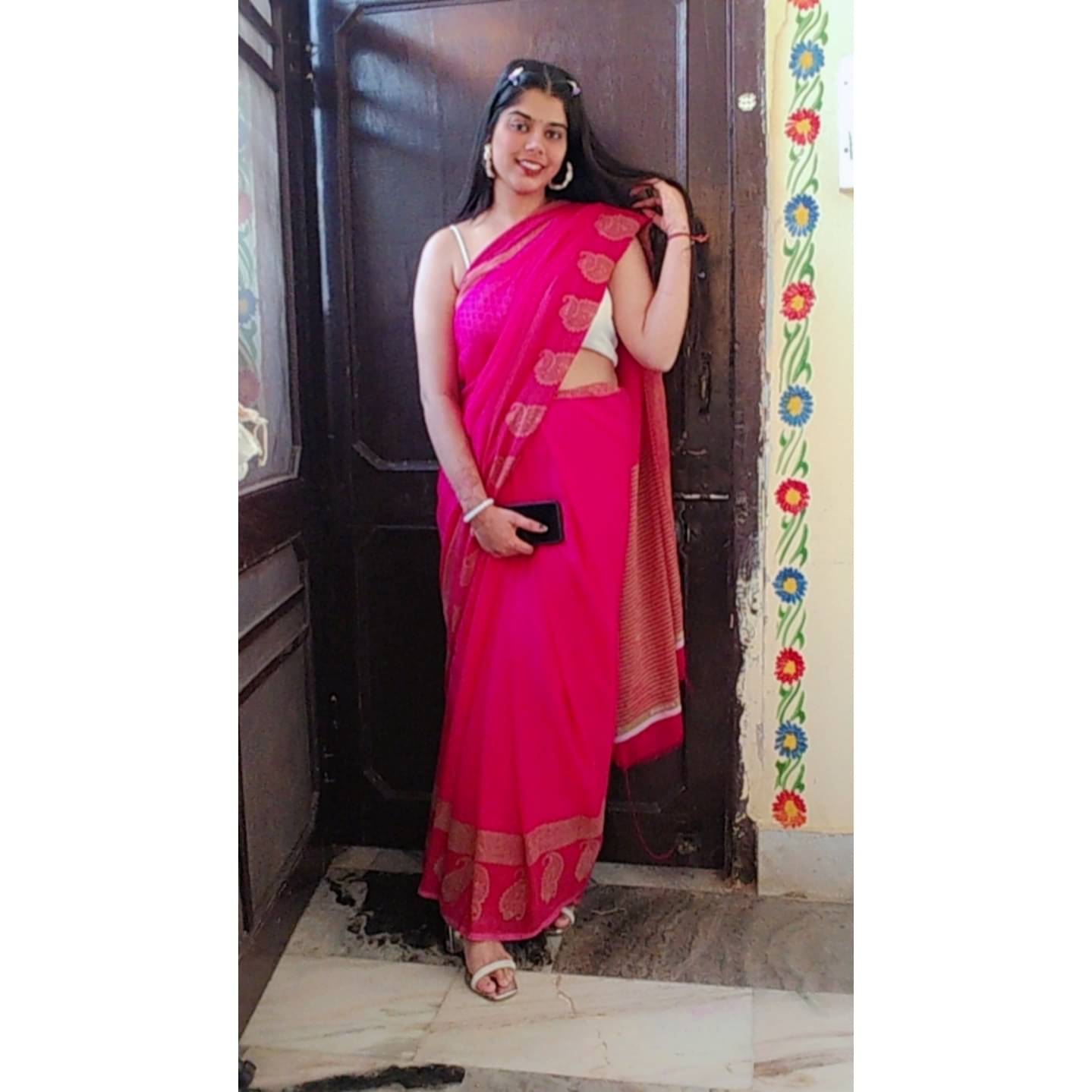 Kashvi Sarees Georgette Printed Ilkal Saree With Unstitched Blouse Piece ( pink )     			Kashvi Sarees Georgette Printed Ilkal Saree With Unstitched Blouse Piece ( pink )