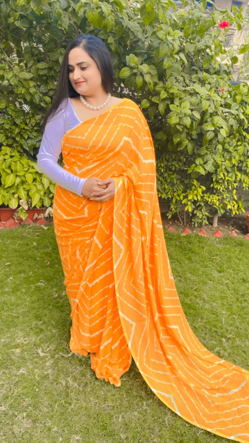     			Kashvi Sarees Georgette Printed Ilkal Saree With Unstitched Blouse Piece ( YELLOW )