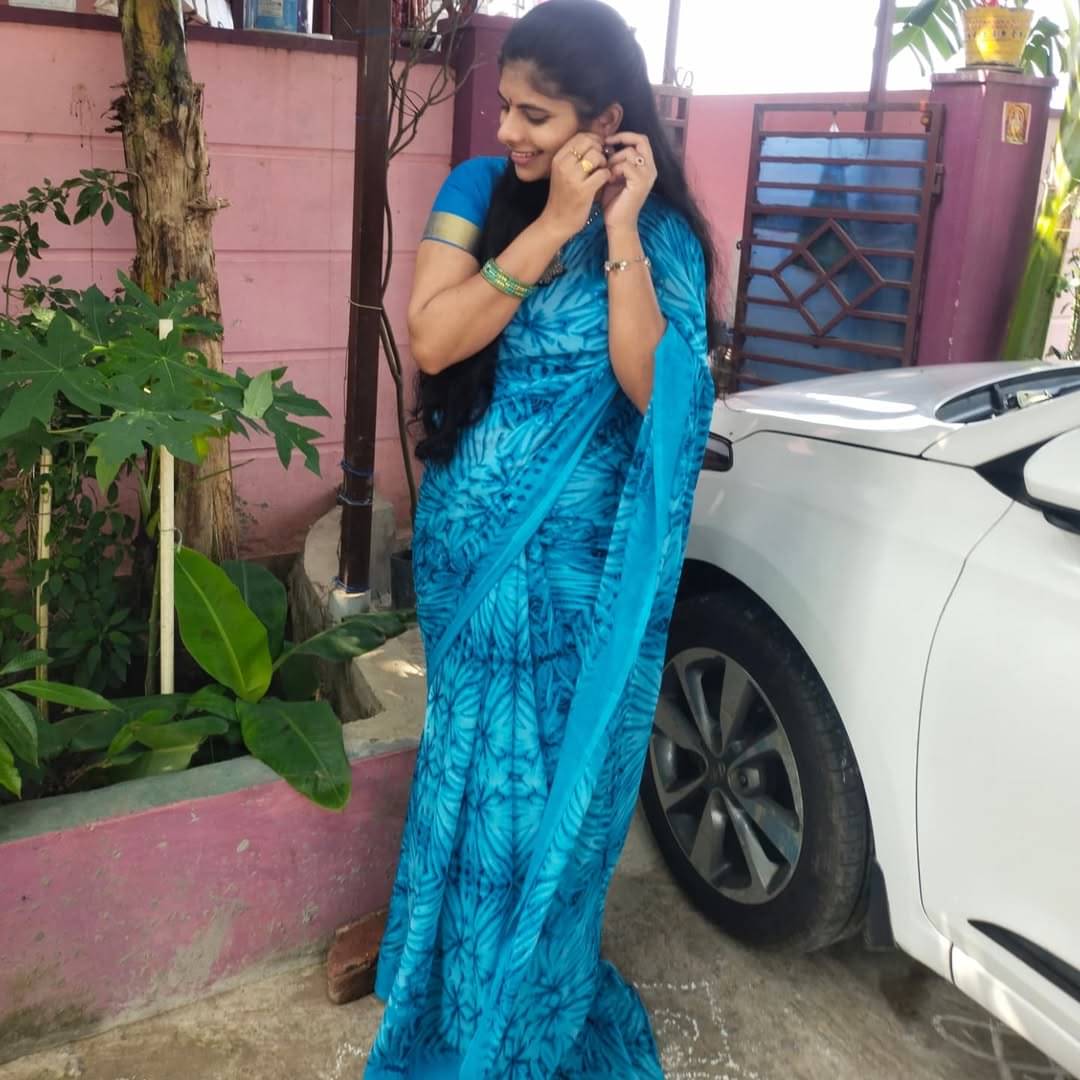 Kashvi Sarees Georgette Printed Ilkal Saree With Unstitched Blouse Piece ( Blue )     			Kashvi Sarees Georgette Printed Ilkal Saree With Unstitched Blouse Piece ( Blue )