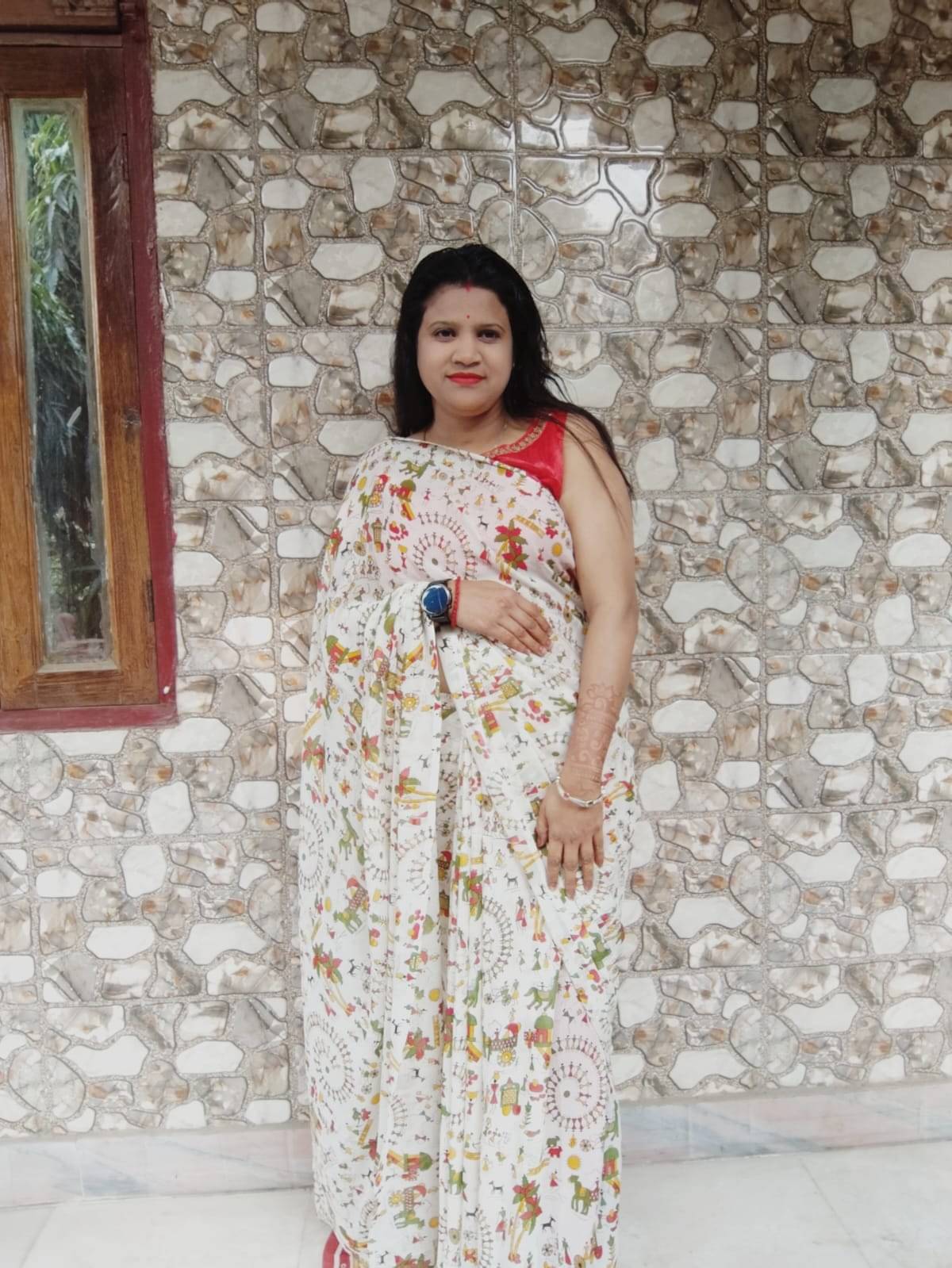 Kashvi Sarees Georgette Printed Ilkal Saree With Unstitched Blouse Piece ( WHITE ) Kashvi Sarees Georgette Printed Ilkal Saree With Unstitched Blouse Piece ( WHITE )