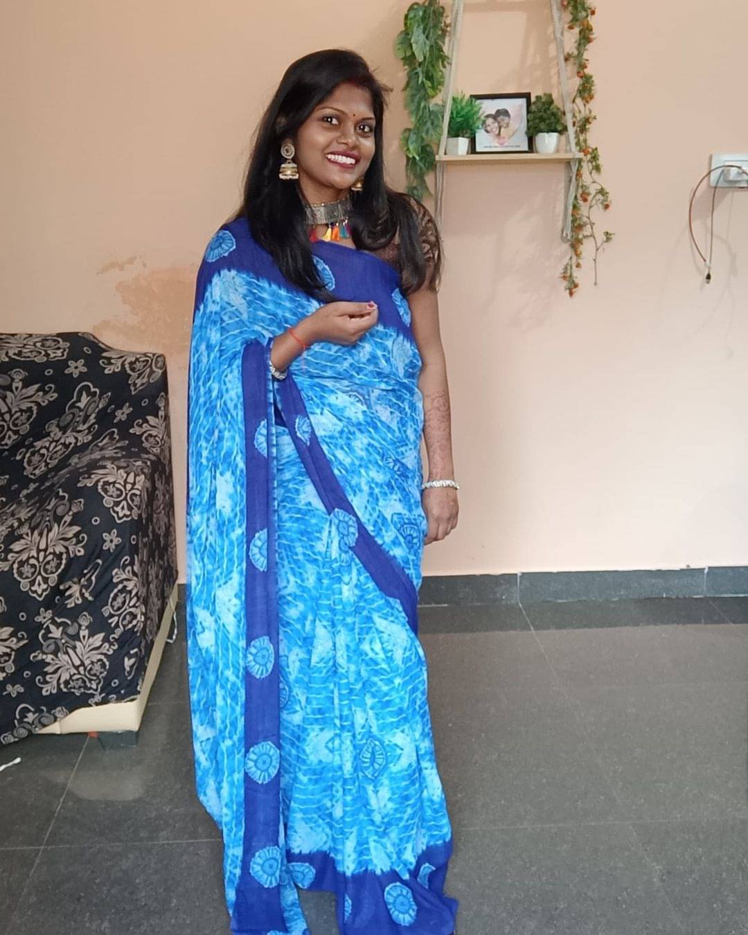 Kashvi Sarees Georgette Printed Ilkal Saree With Unstitched Blouse Piece ( BLUE )     			Kashvi Sarees Georgette Printed Ilkal Saree With Unstitched Blouse Piece ( BLUE )