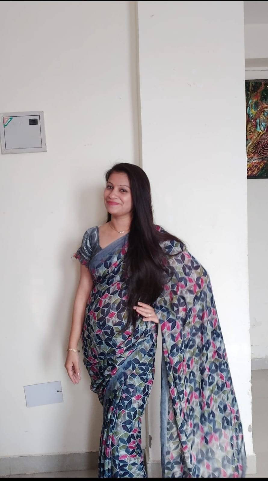     			Kashvi Sarees Georgette Printed Ilkal Saree With Unstitched Blouse Piece ( Grey )
