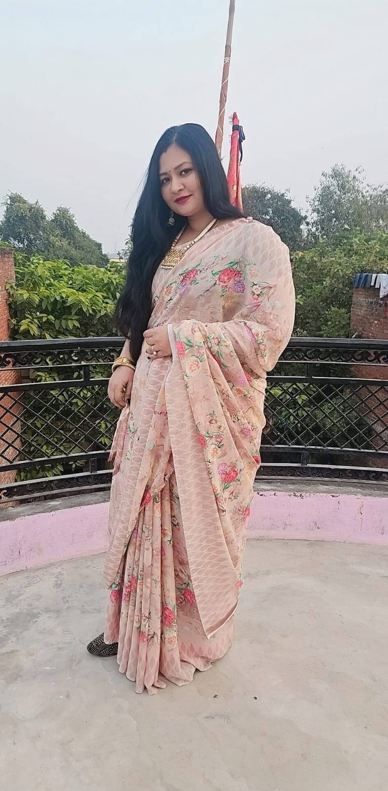     			Kashvi Sarees Georgette Printed Ilkal Saree With Unstitched Blouse Piece ( PEACH )