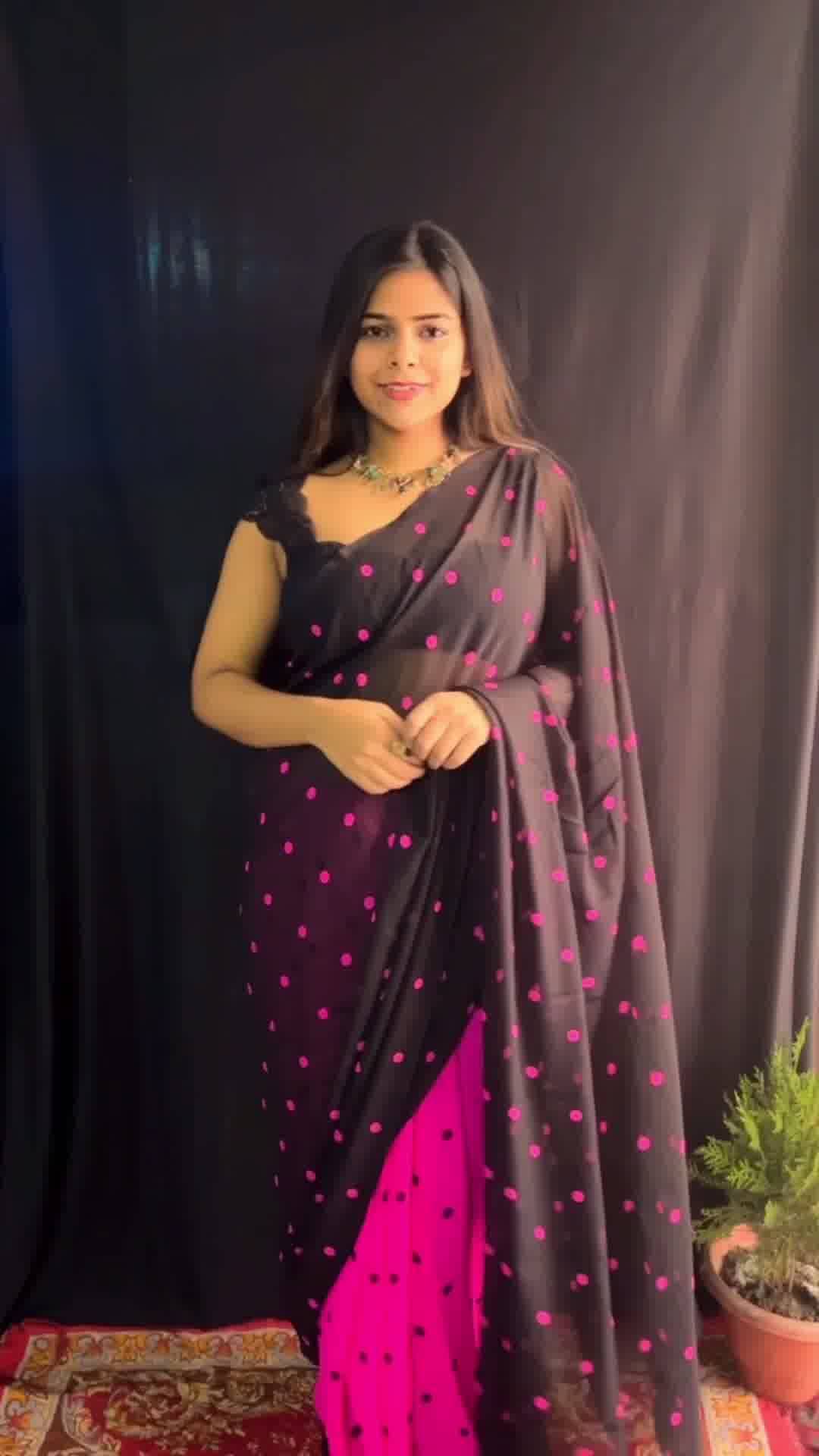     			Kashvi Sarees Georgette Printed Ilkal Saree With Unstitched Blouse Piece ( PINK )