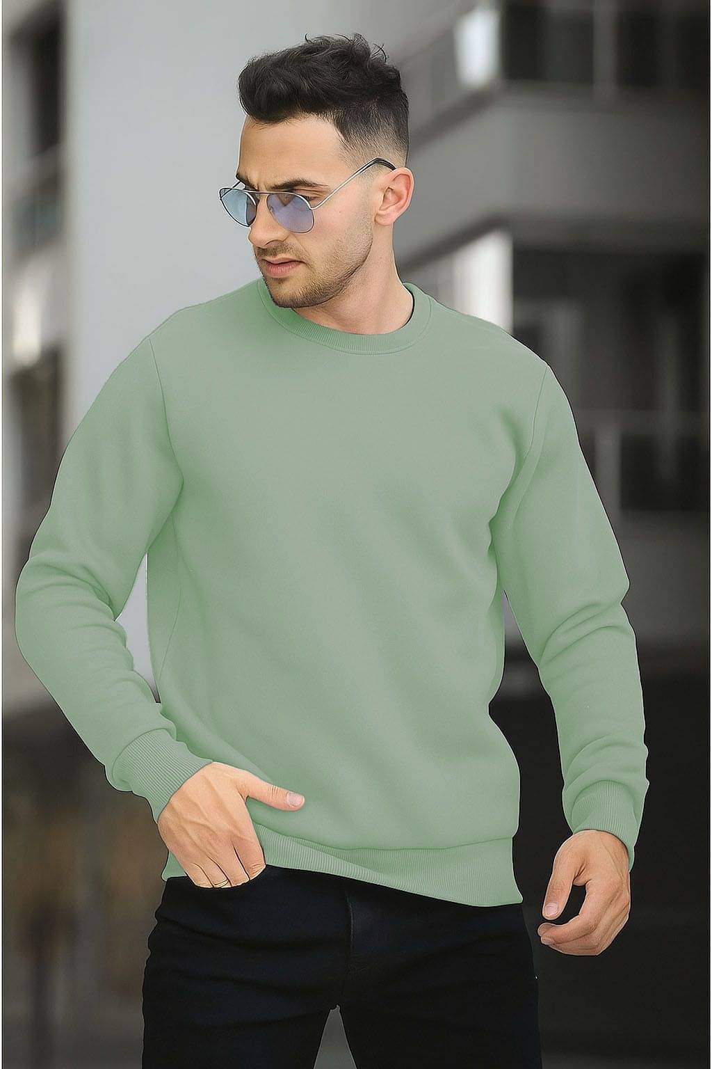     			Kintu Parantu Fleece Round Neck Men's Sweatshirt - Green ( Pack of 1 )