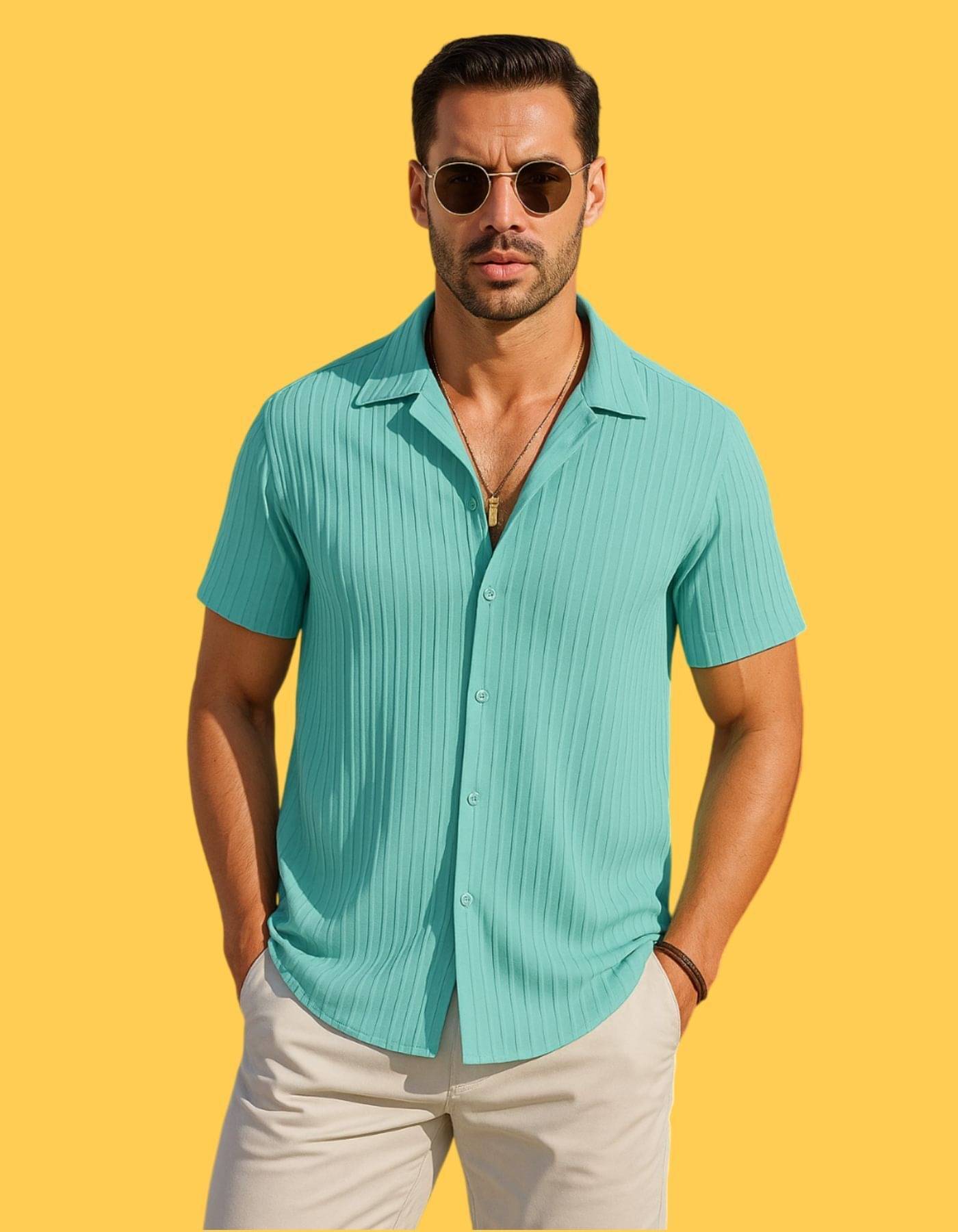 Kintu Parantu Polyester Regular Fit Solids Half Sleeves Men's Casual Shirt - Green ( Pack of 1 ) Kintu Parantu Polyester Regular Fit Solids Half Sleeves Men's Casual Shirt - Green ( Pack of 1 )