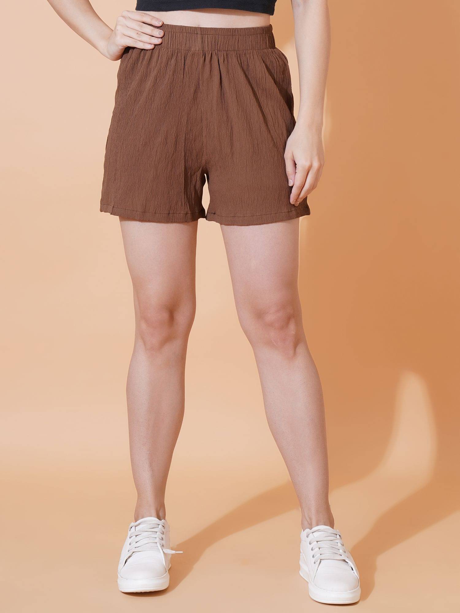     			Kintu Parantu Women Polyester Regular Shorts ( Brown )