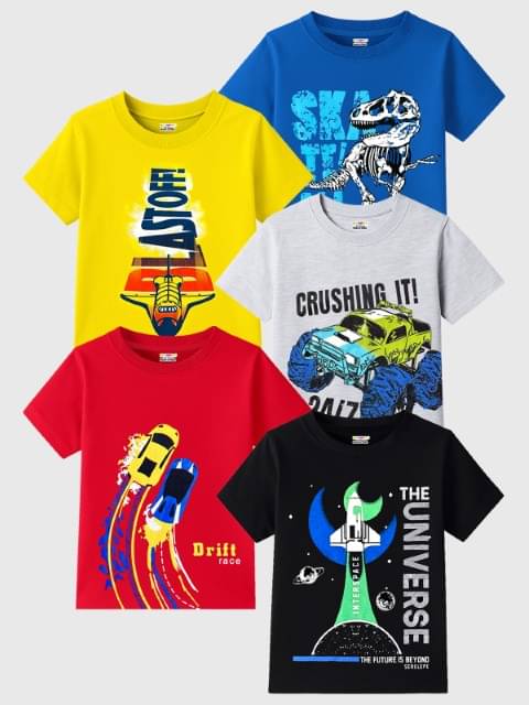     			Kuchipoo Pack of 5 Boys Cotton Blend T-Shirt ( Multicolor2 )