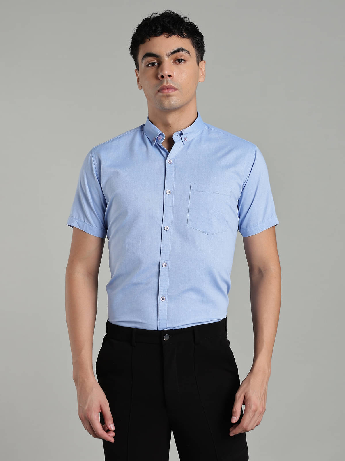    			Kuons Avenue Cotton Regular Fit Half Sleeves Men's Formal Shirt - Light Blue ( Pack of 1 )