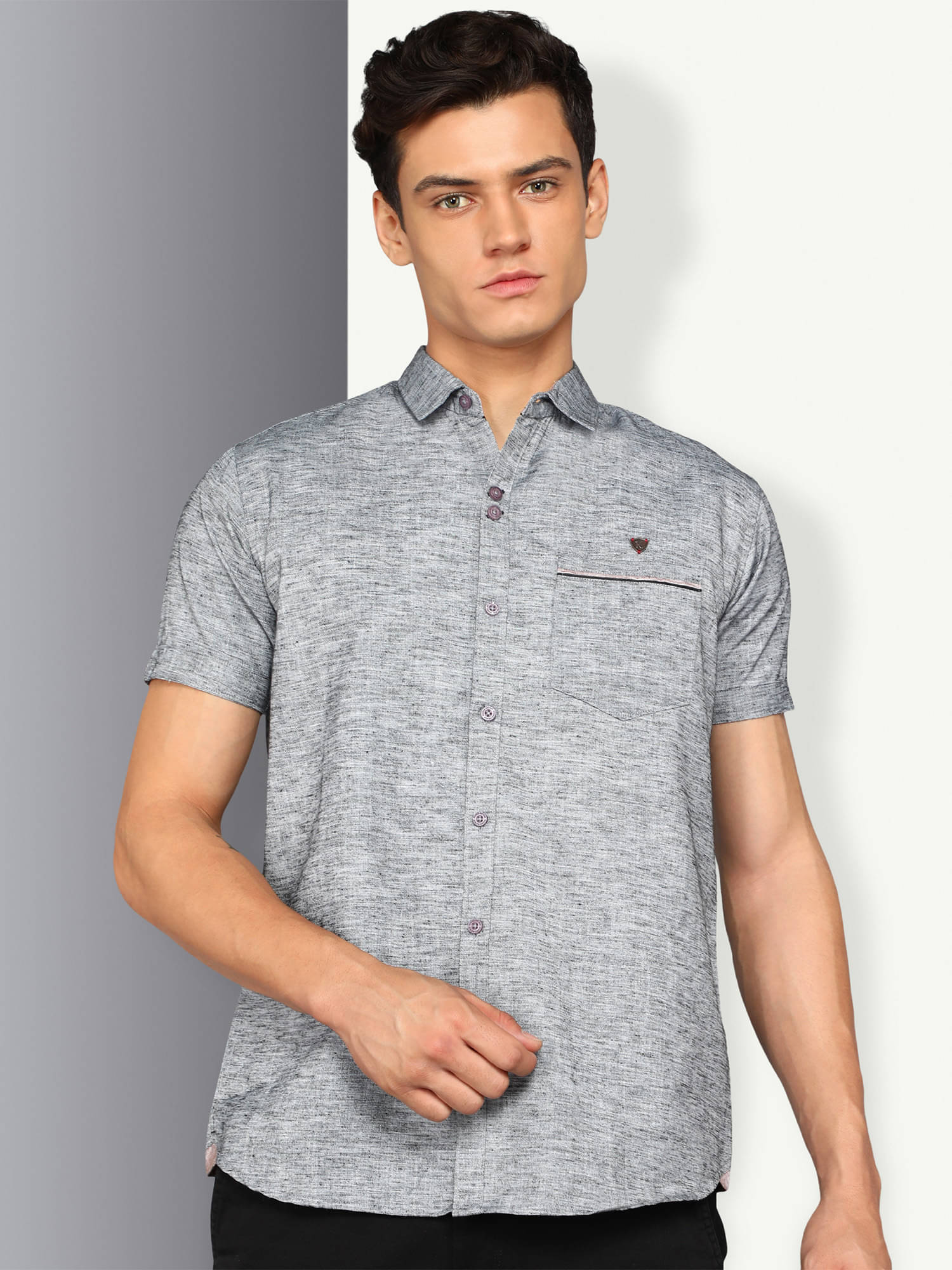     			Kuons Avenue Linen Regular Fit Solids Half Sleeves Men's Casual Shirt - Grey ( Pack of 1 )
