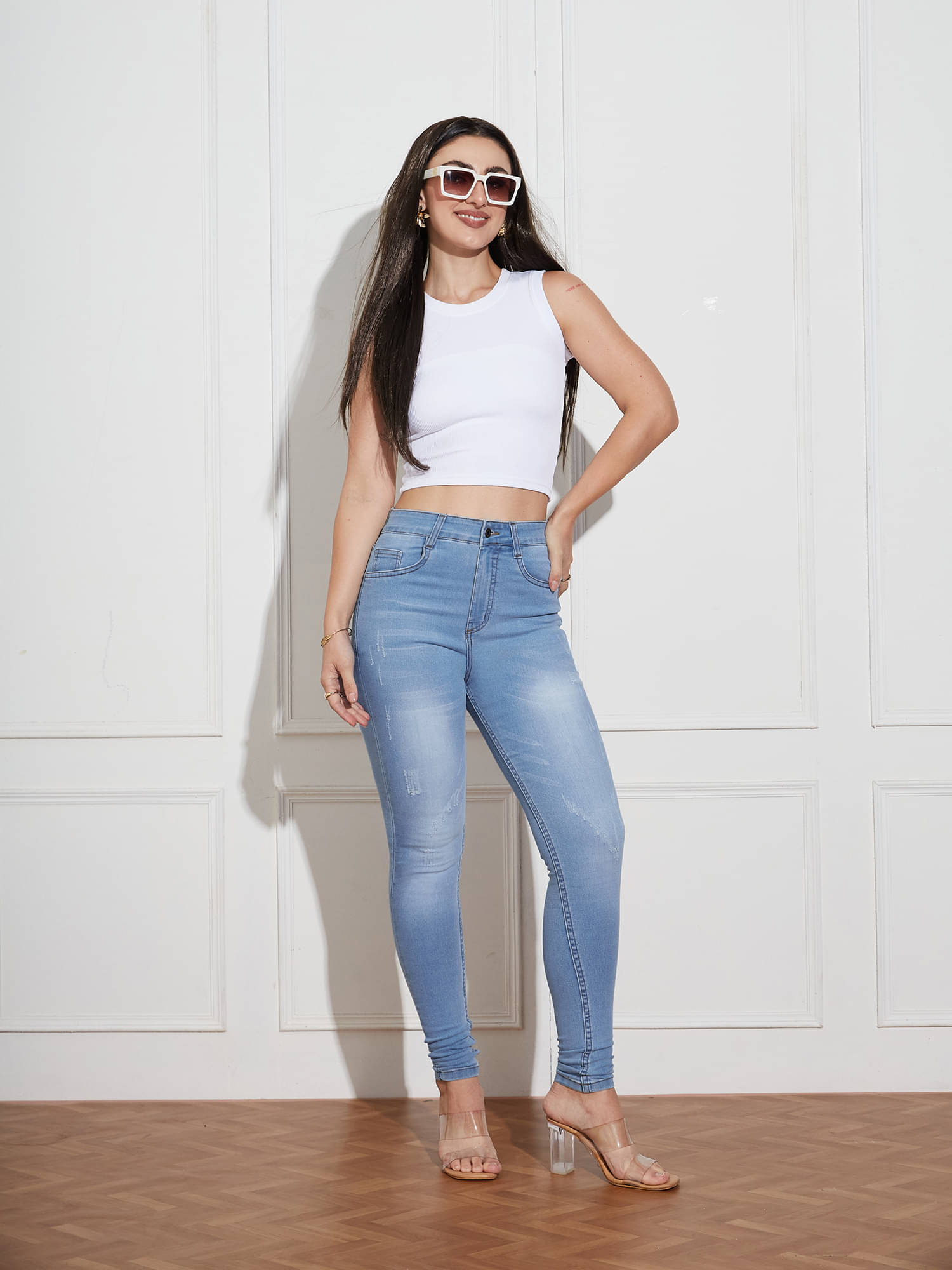     			Miss Chase Women's Skinny Fit High-Rise Jeans ( Blue )