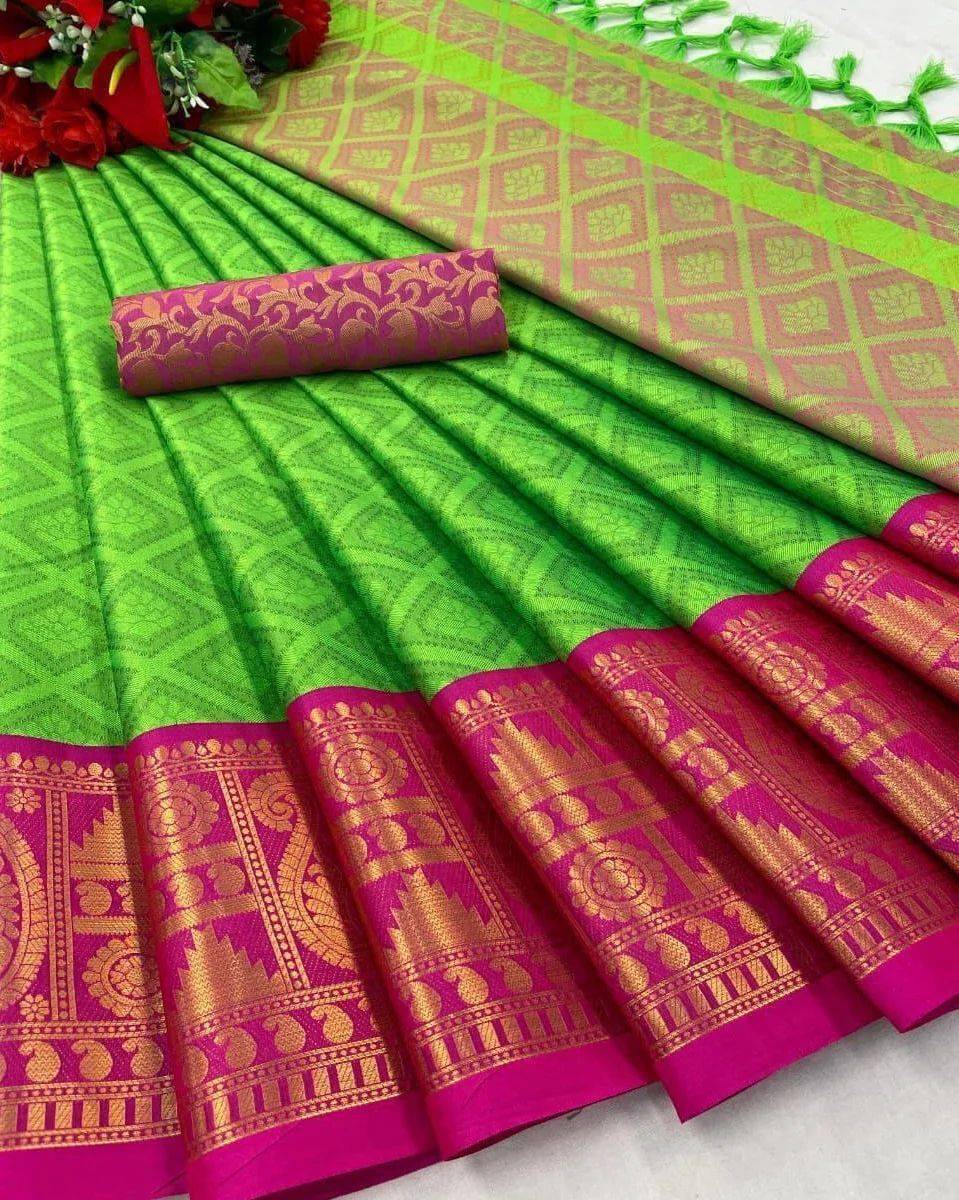     			THE PRIVATE LABLE Organza Printed Regular Saree With Unstitched Blouse Piece ( Green )