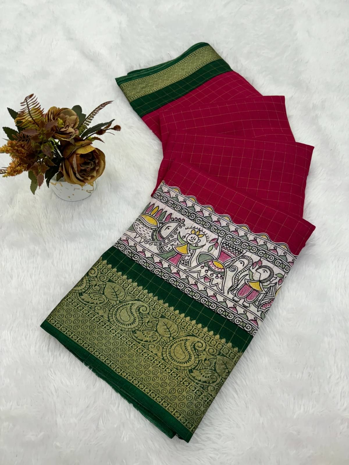     			THE PRIVATE LABLE Viscose Printed Regular Saree With Unstitched Blouse Piece ( Pink )