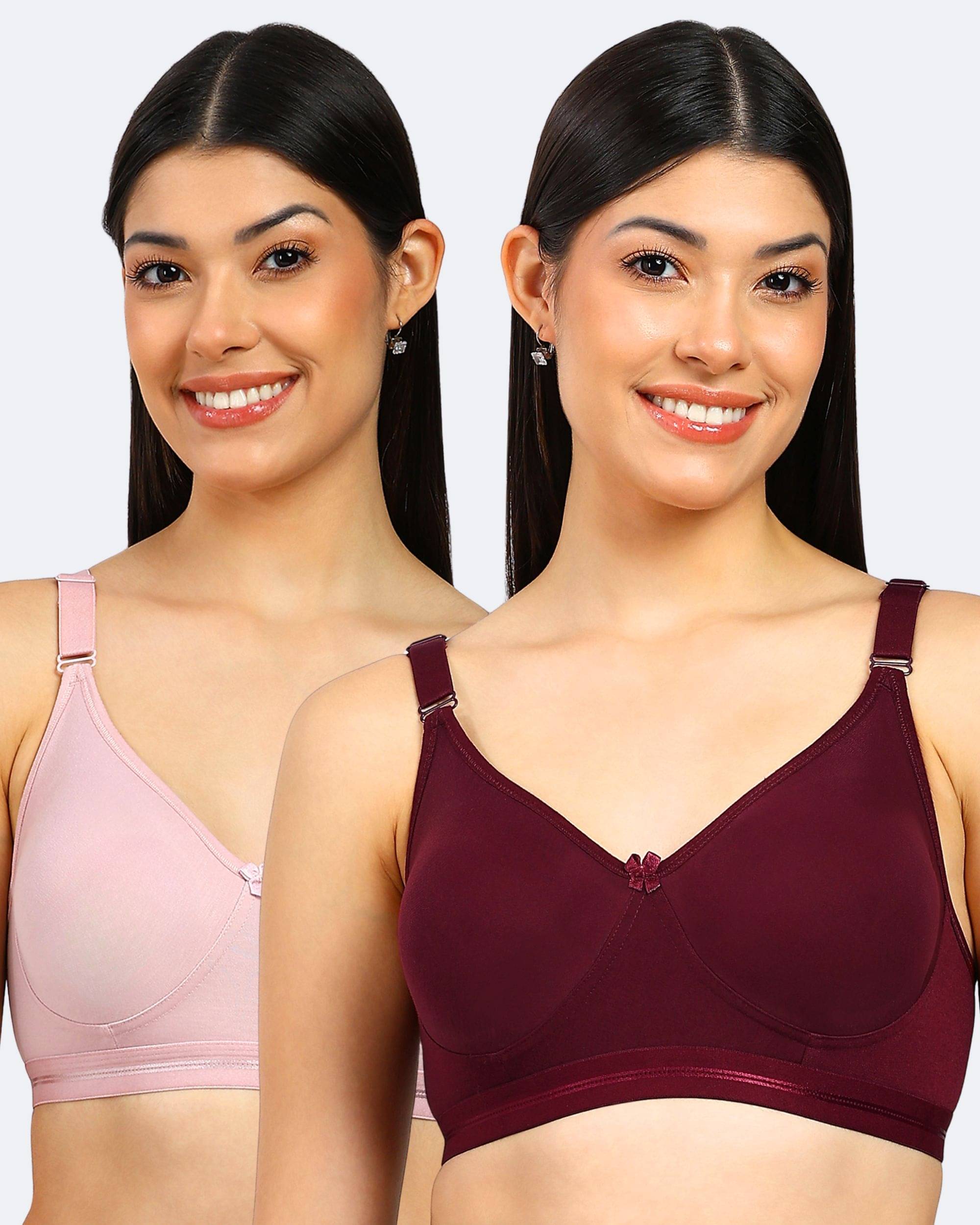 TOFTY Pack of 2 Cotton Blend Non Padded T-Shirt Bra For Women ( Multicolor 2 ) TOFTY Pack of 2 Cotton Blend Non Padded T-Shirt Bra For Women ( Multicolor 2 )