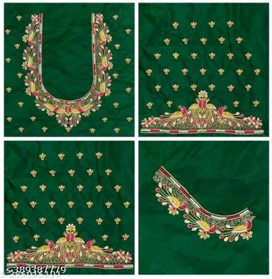     			The White Rabbit Cotton Unstitched Unstitched Women's Blouse ( Green )